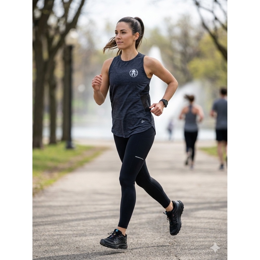 Craft Spartan Race Running Tank Top Womens L Grey Mesh Cutout cycling Athleisure